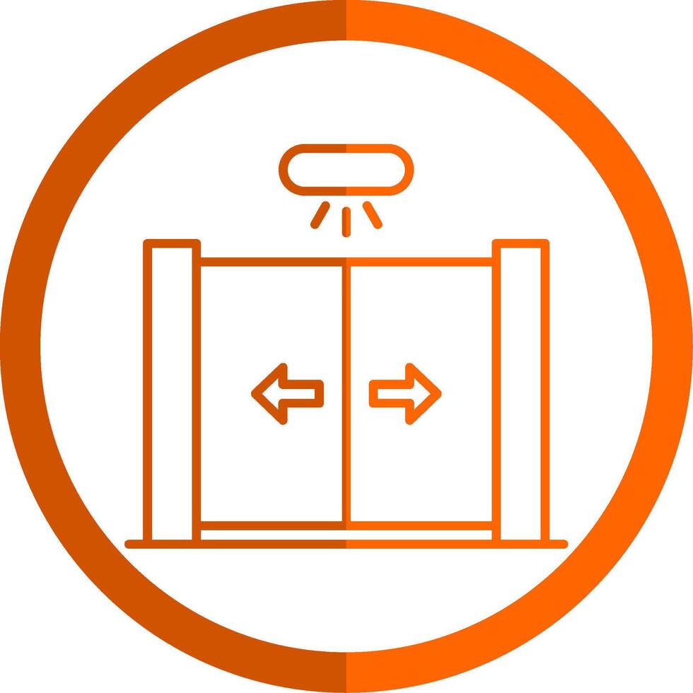 corredizo puerta línea naranja circulo icono vector