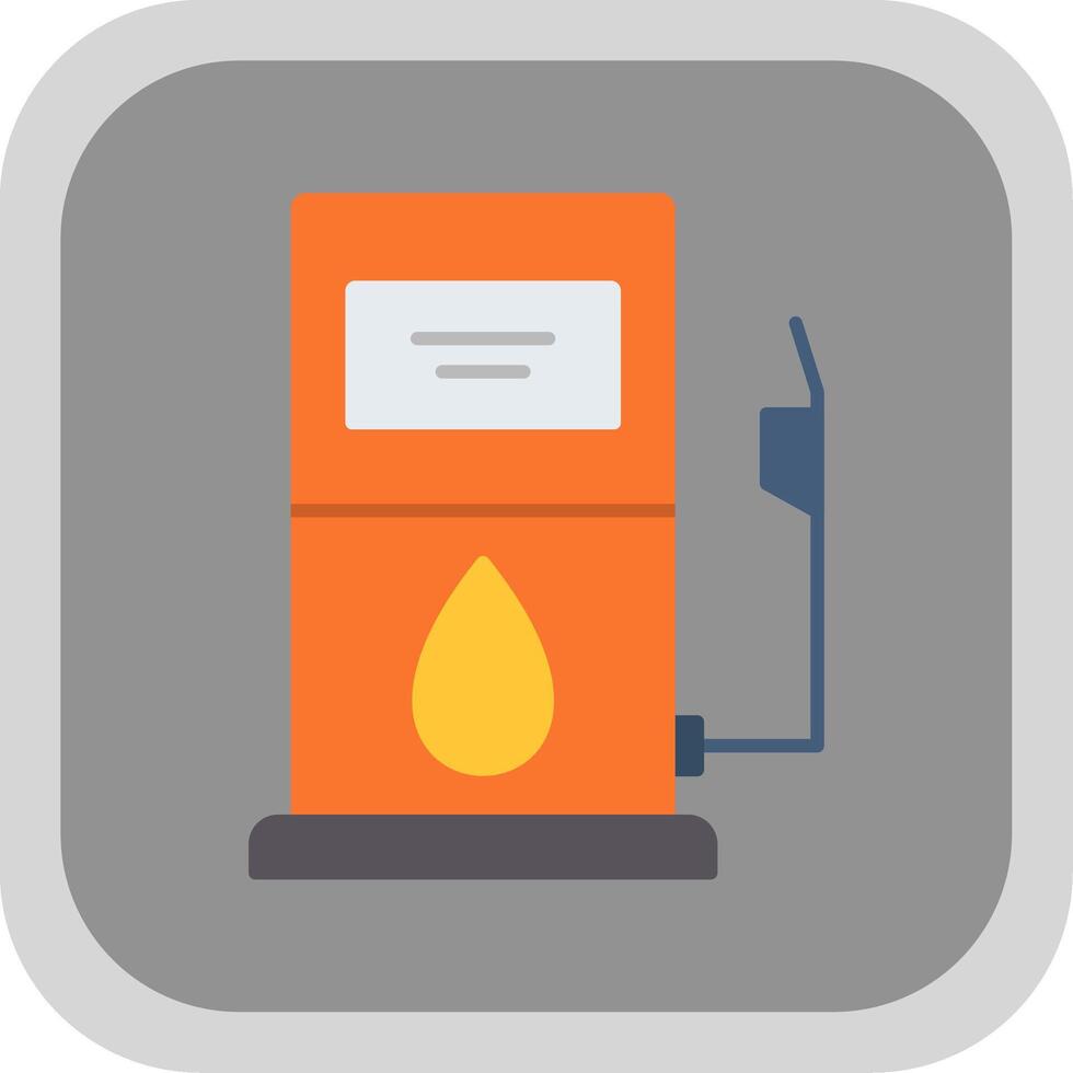 Gas Station Flat Round Corner Icon vector