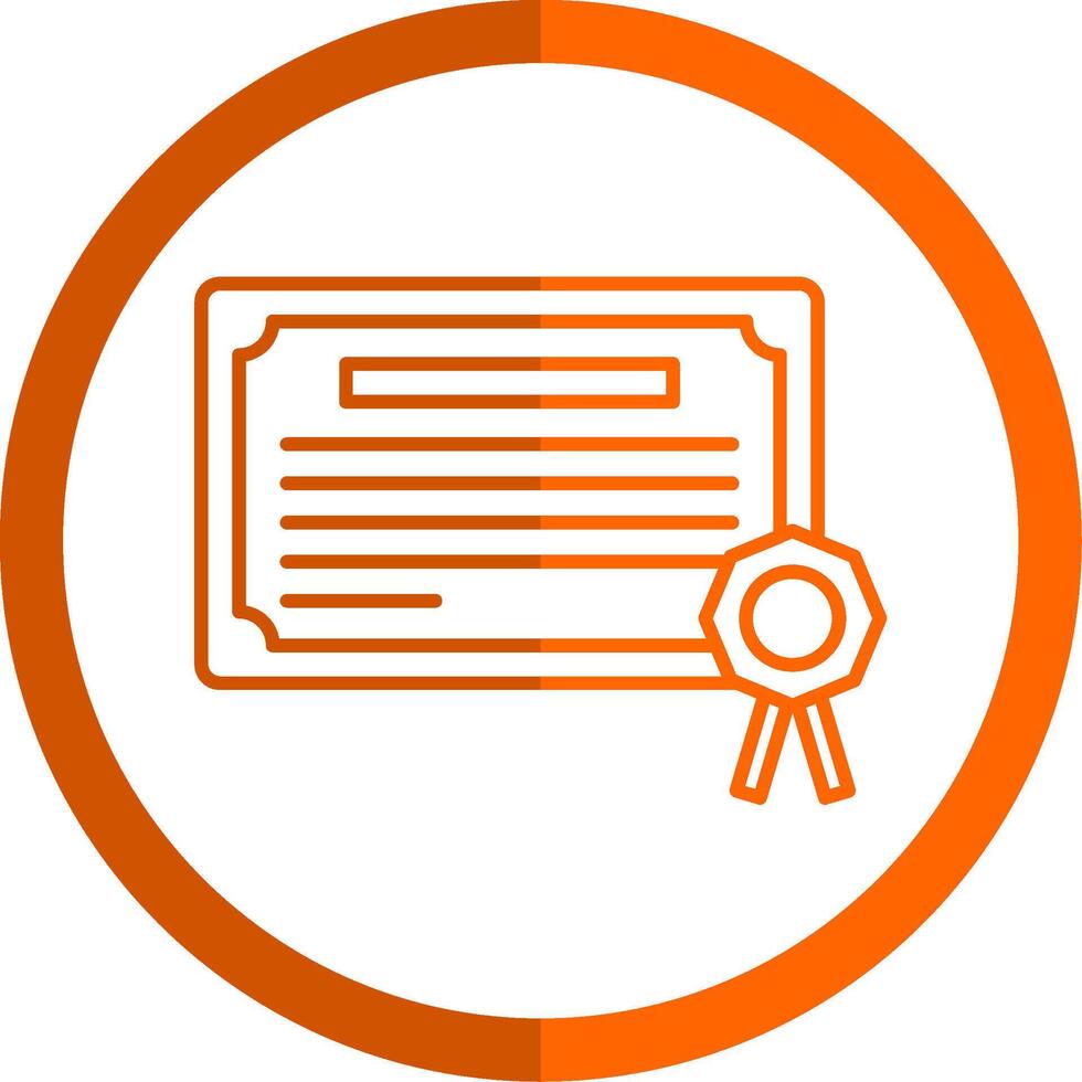 Certificate Line Orange Circle Icon vector