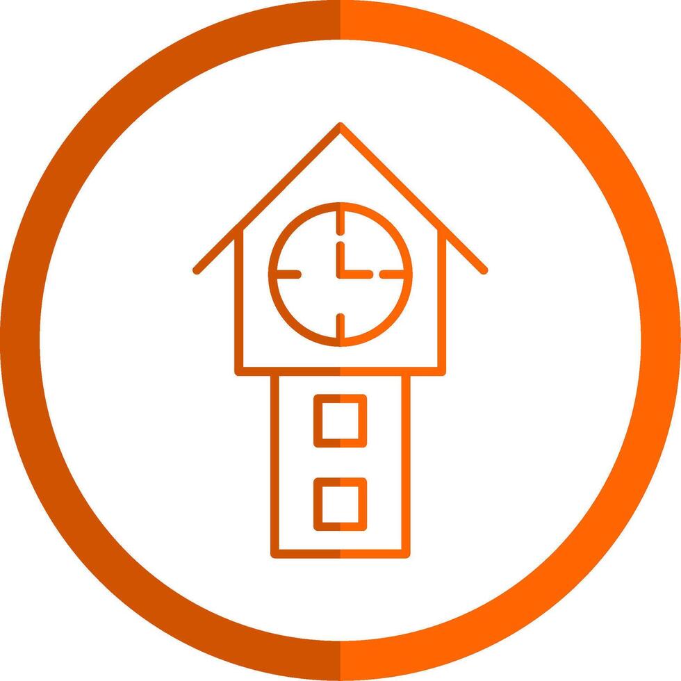 Tower Watch Line Orange Circle Icon vector