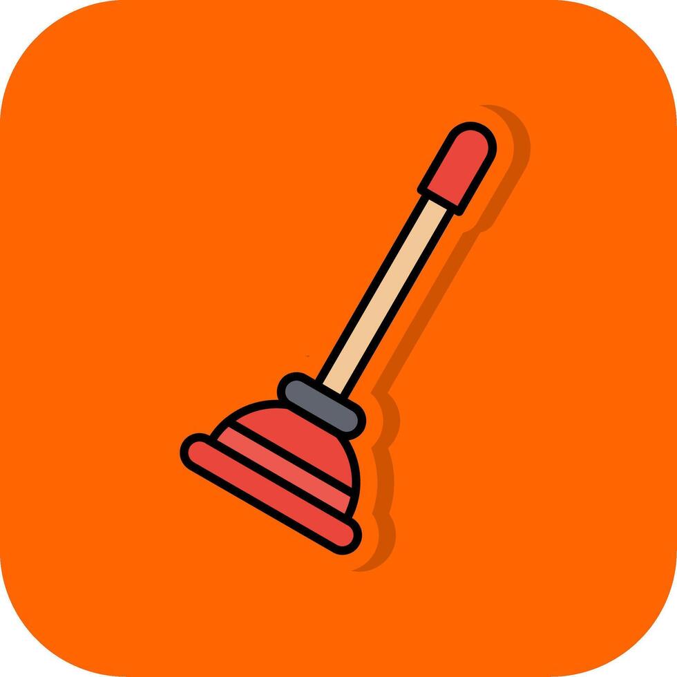 Plunger Filled Orange background Icon vector