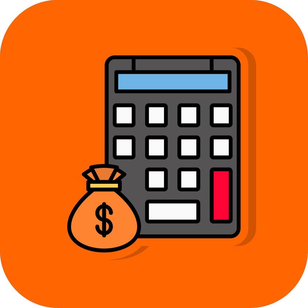 Calculating Filled Orange background Icon vector