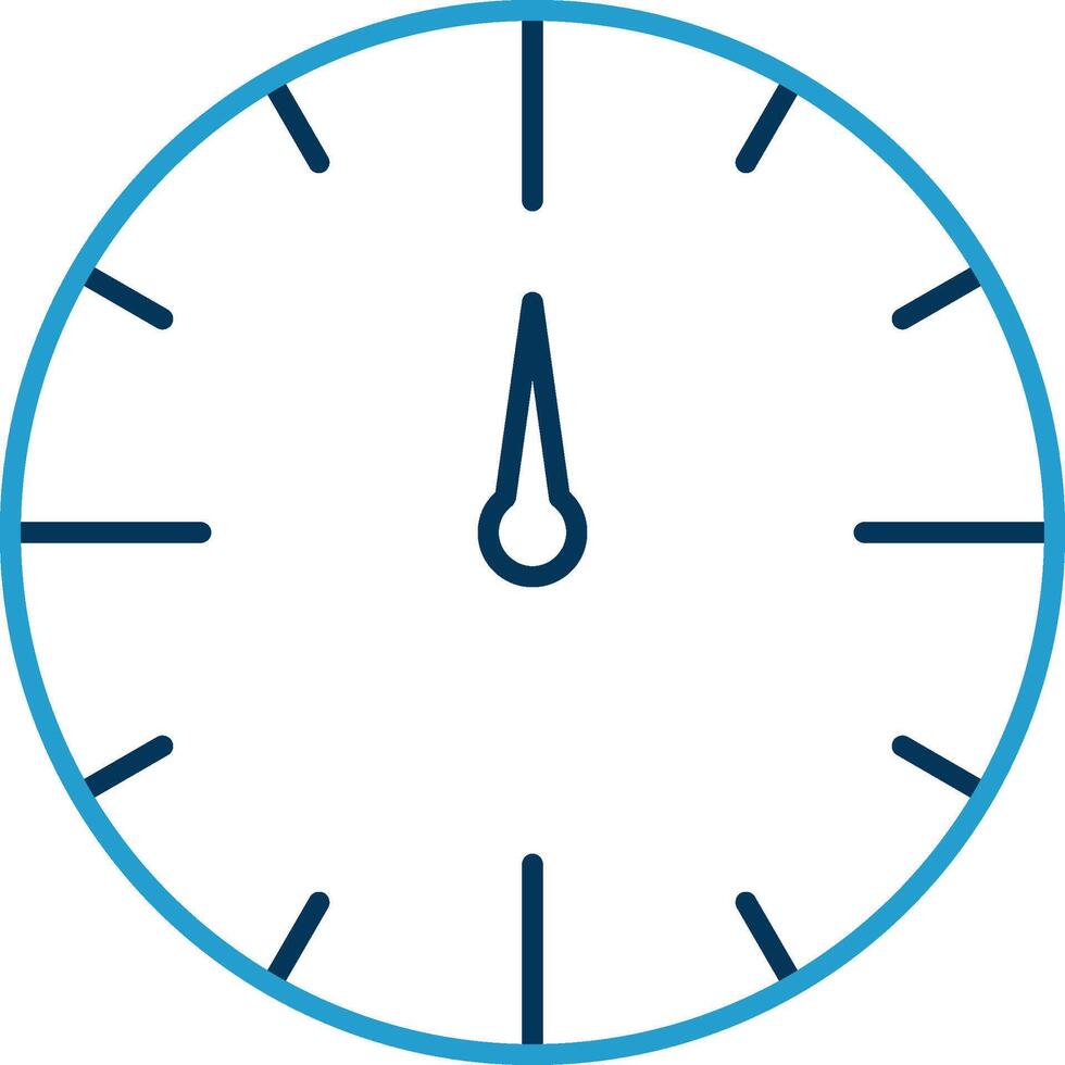 reloj línea azul dos color icono vector