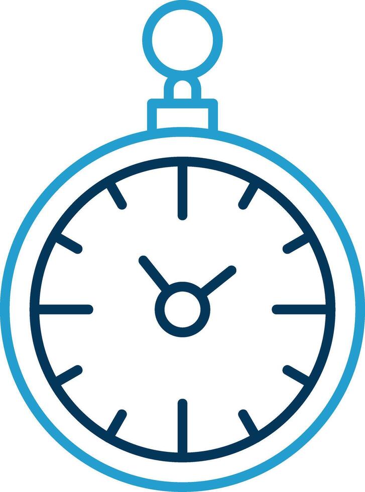 Pocket Watch Line Blue Two Color Icon vector