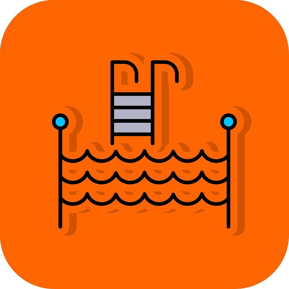 nadando piscina lleno naranja antecedentes icono vector