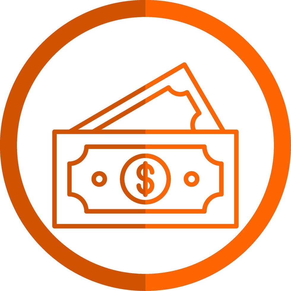 Paper Currencies Line Orange Circle Icon vector