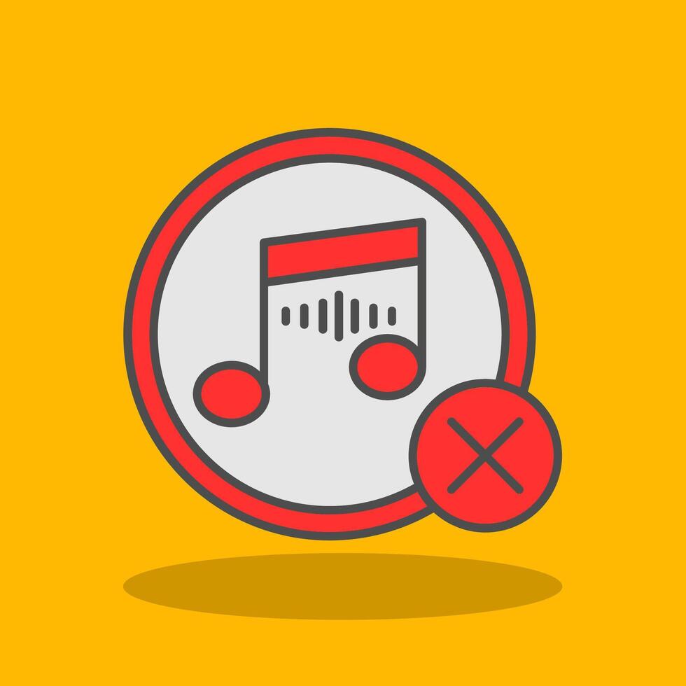 No Music Filled Shadow Icon vector