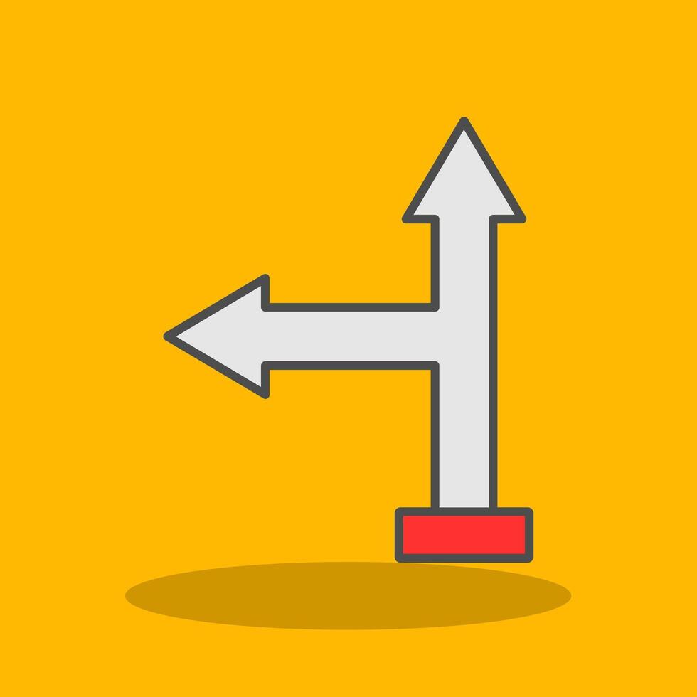 Go Left Filled Shadow Icon vector