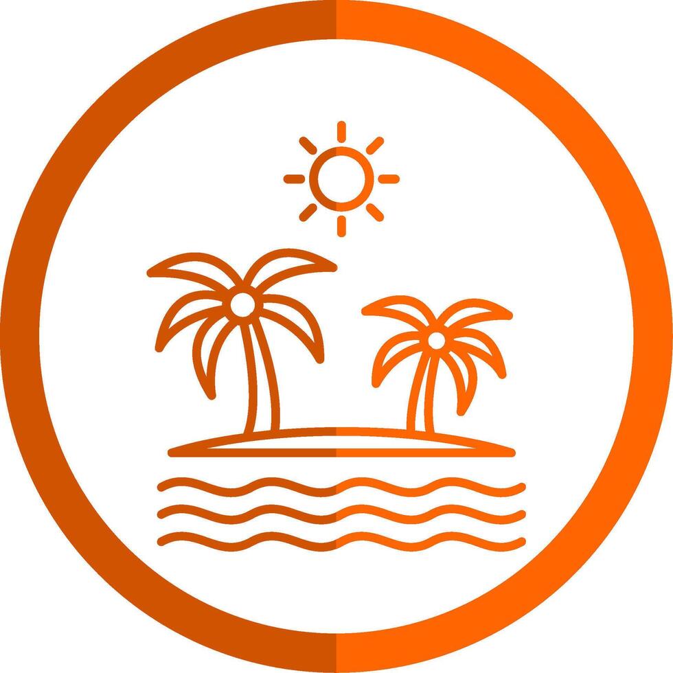 isla línea naranja circulo icono vector