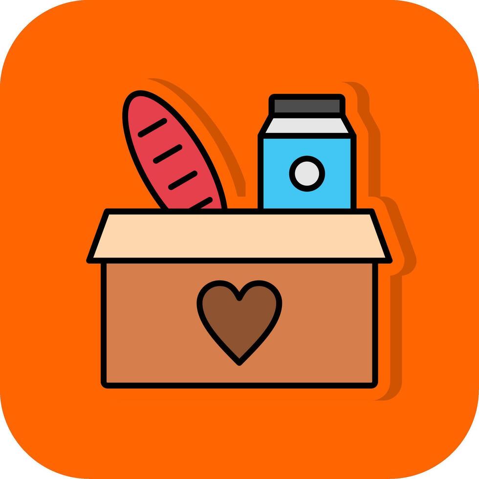 Food Donation Filled Orange background Icon vector