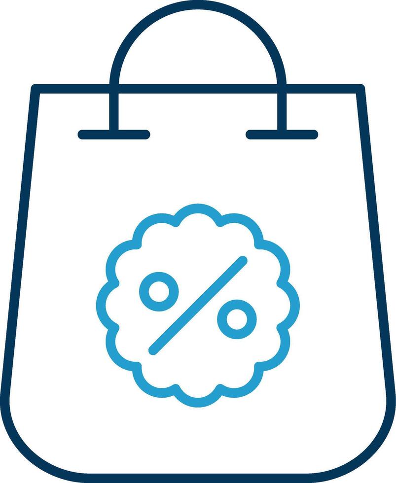 Shopping Bag Line Blue Two Color Icon vector