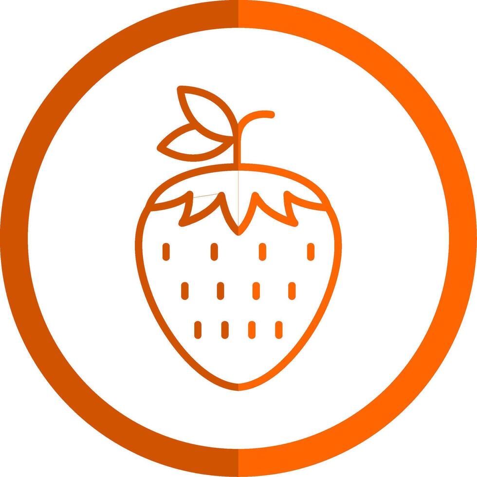 Strawberries Line Orange Circle Icon vector