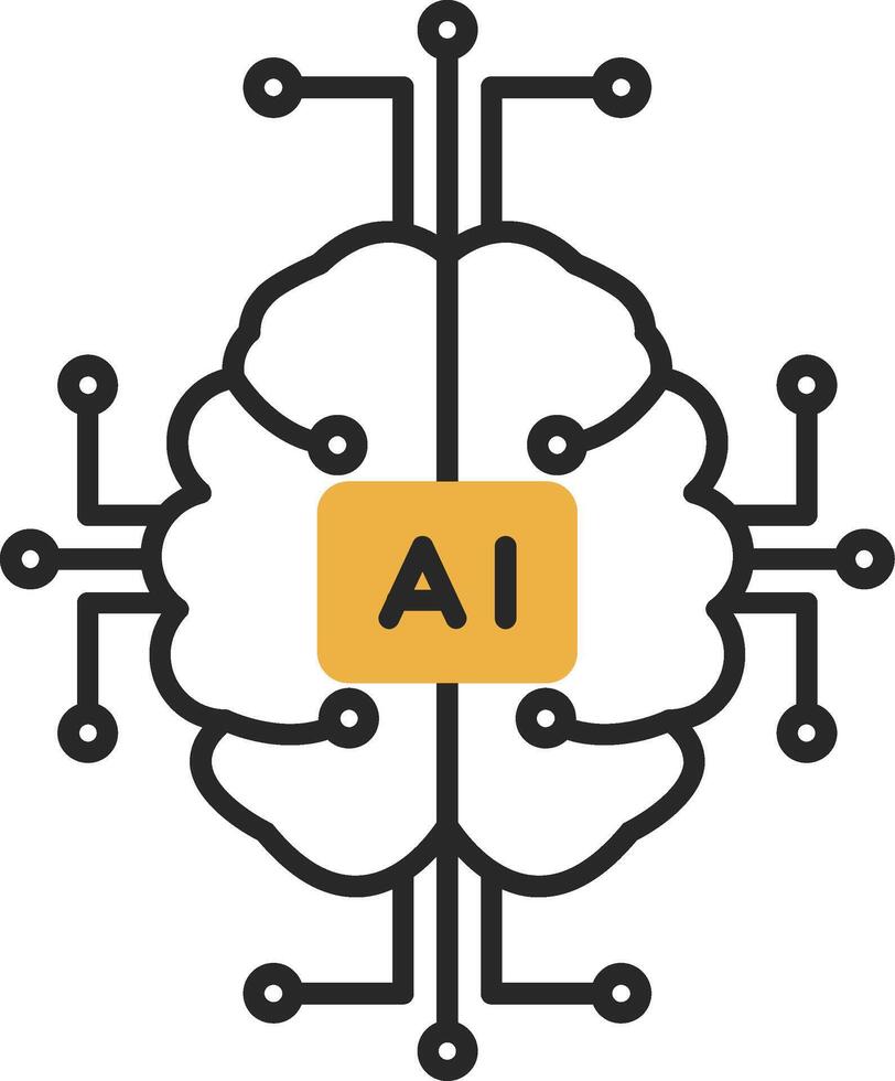 artificial inteligencia desollado lleno icono vector