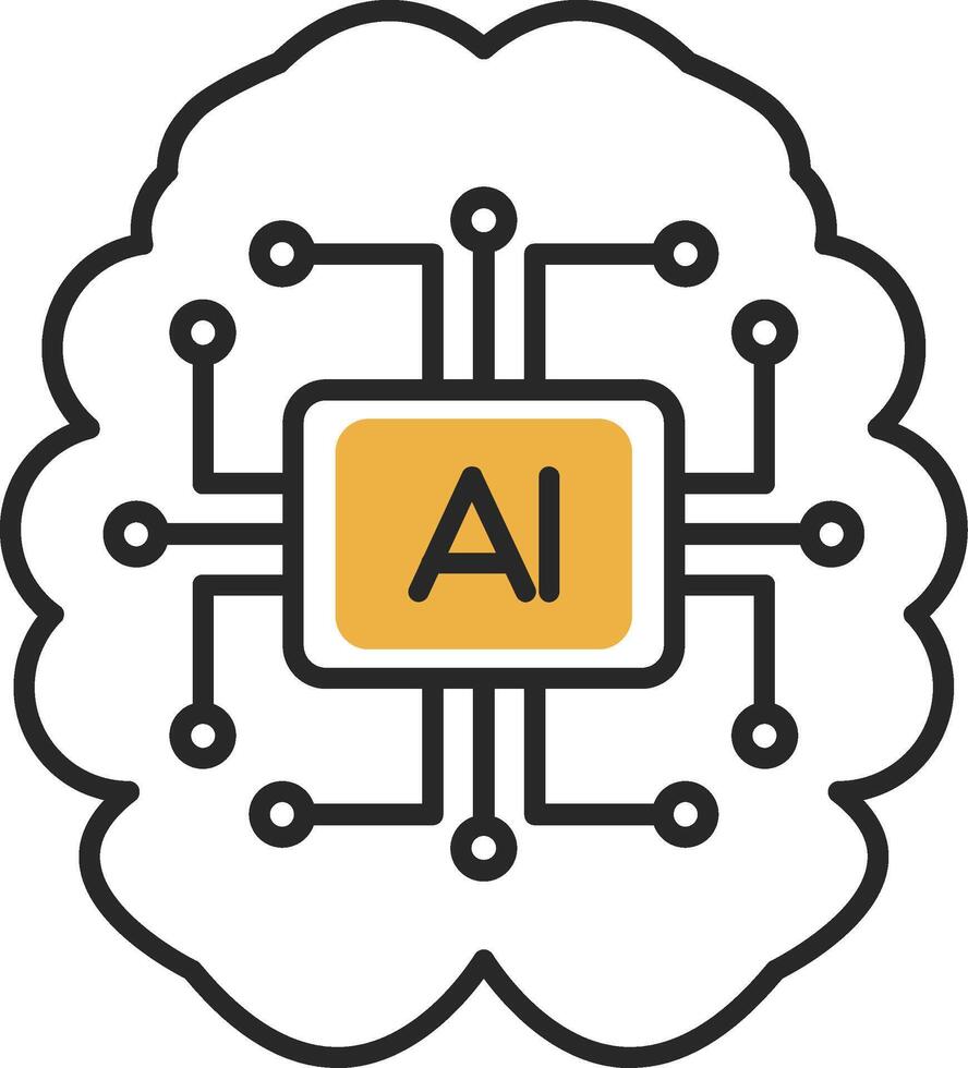 Artificial Intelligence Skined Filled Icon vector