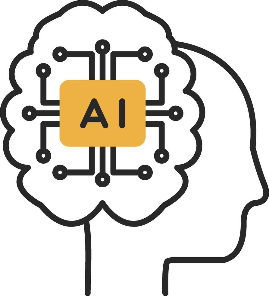Artificial Intelligence Skined Filled Icon vector