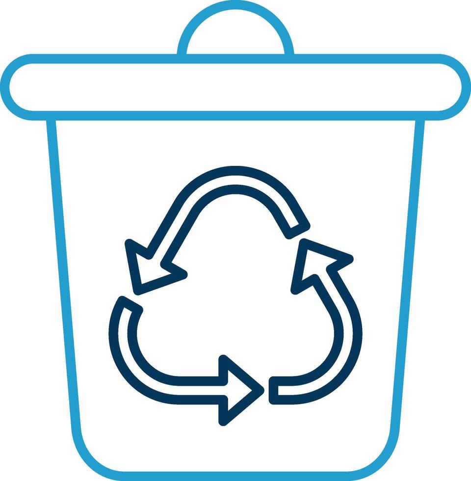 Recycle Bin Line Blue Two Color Icon vector