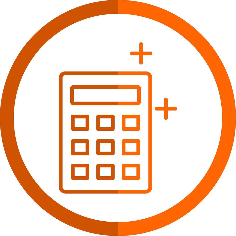 Calculator Line Orange Circle Icon vector