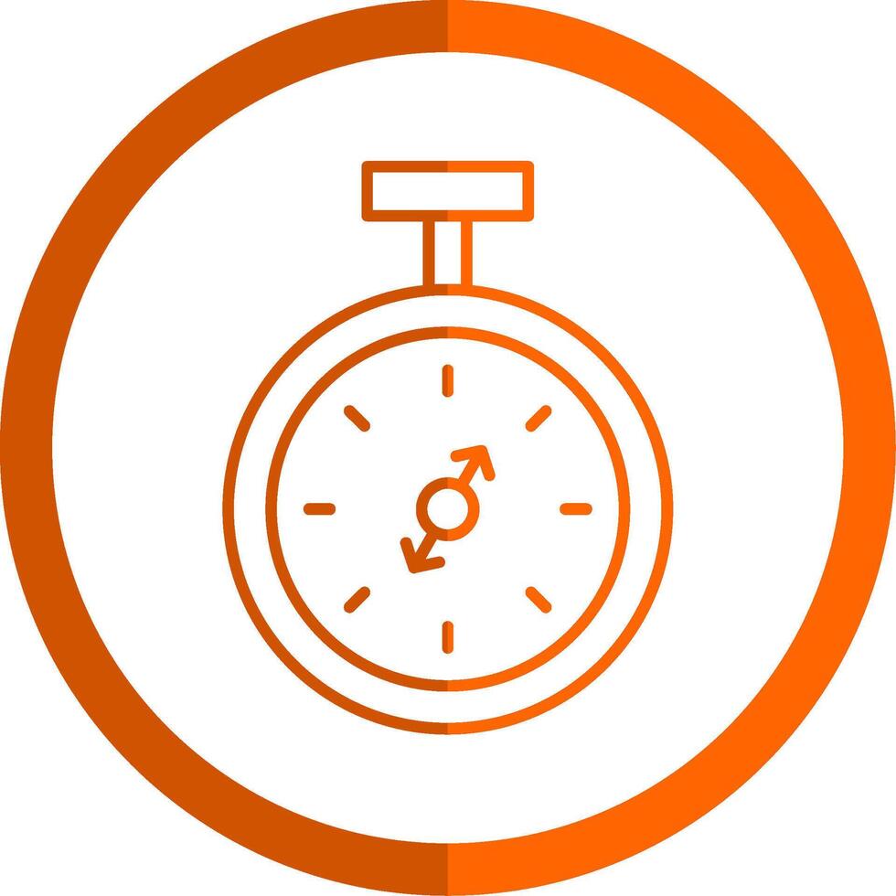 Pocket Watch Line Orange Circle Icon vector