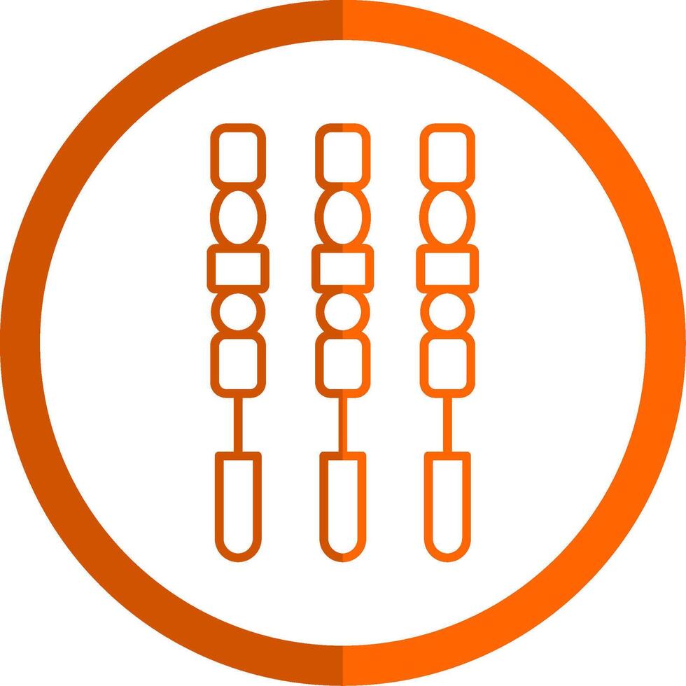 BBQ Stick Line Orange Circle Icon vector