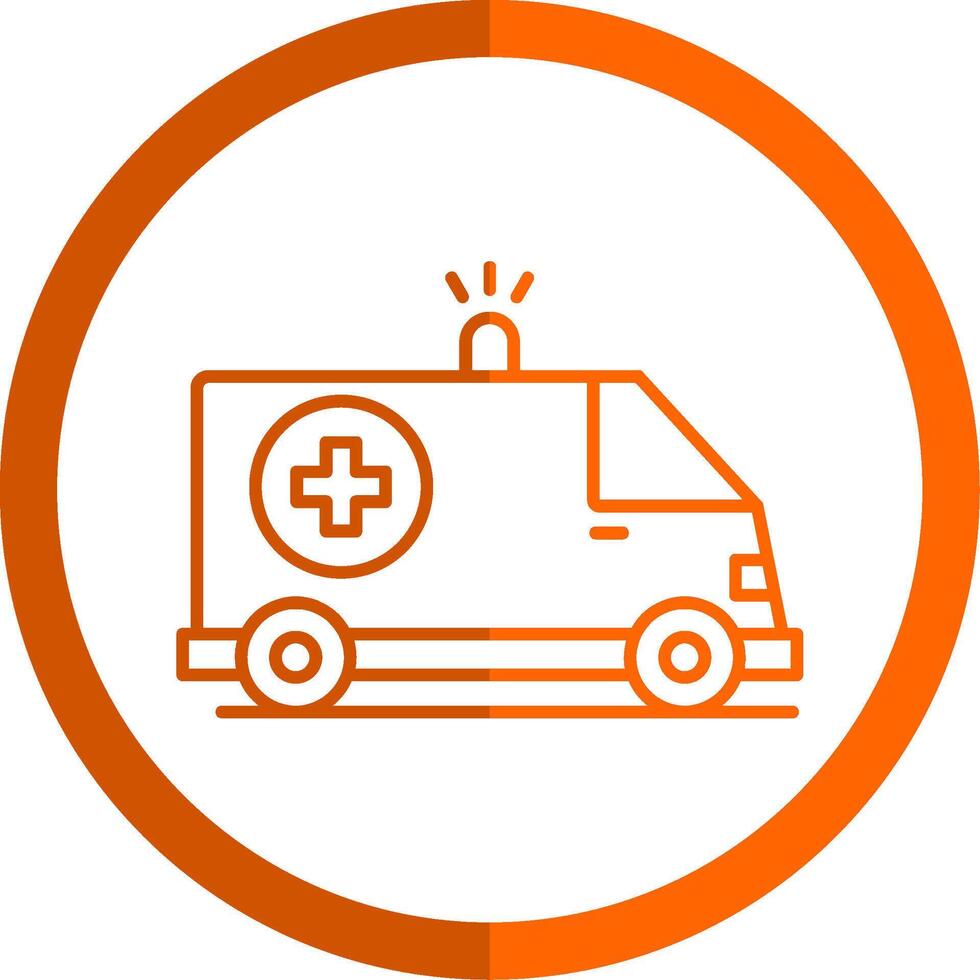 Ambulance Line Orange Circle Icon vector