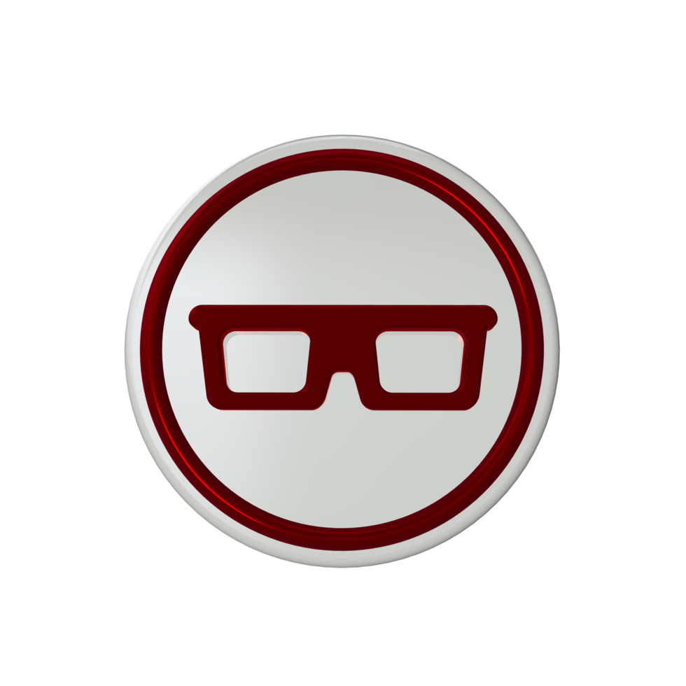 Glasses icon with red material png