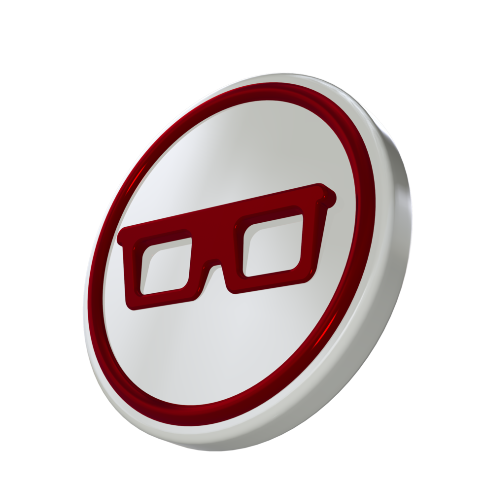 Glasses icon with red material png