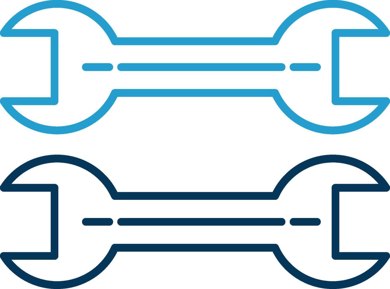 llave inglesa línea azul dos color icono vector