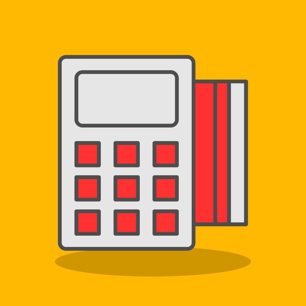 Pos Terminal Filled Shadow Icon vector