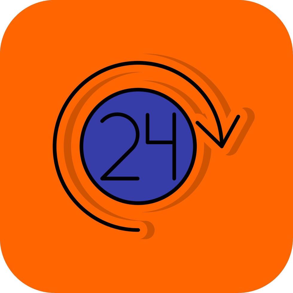 Open 24 Hours Filled Orange background Icon vector