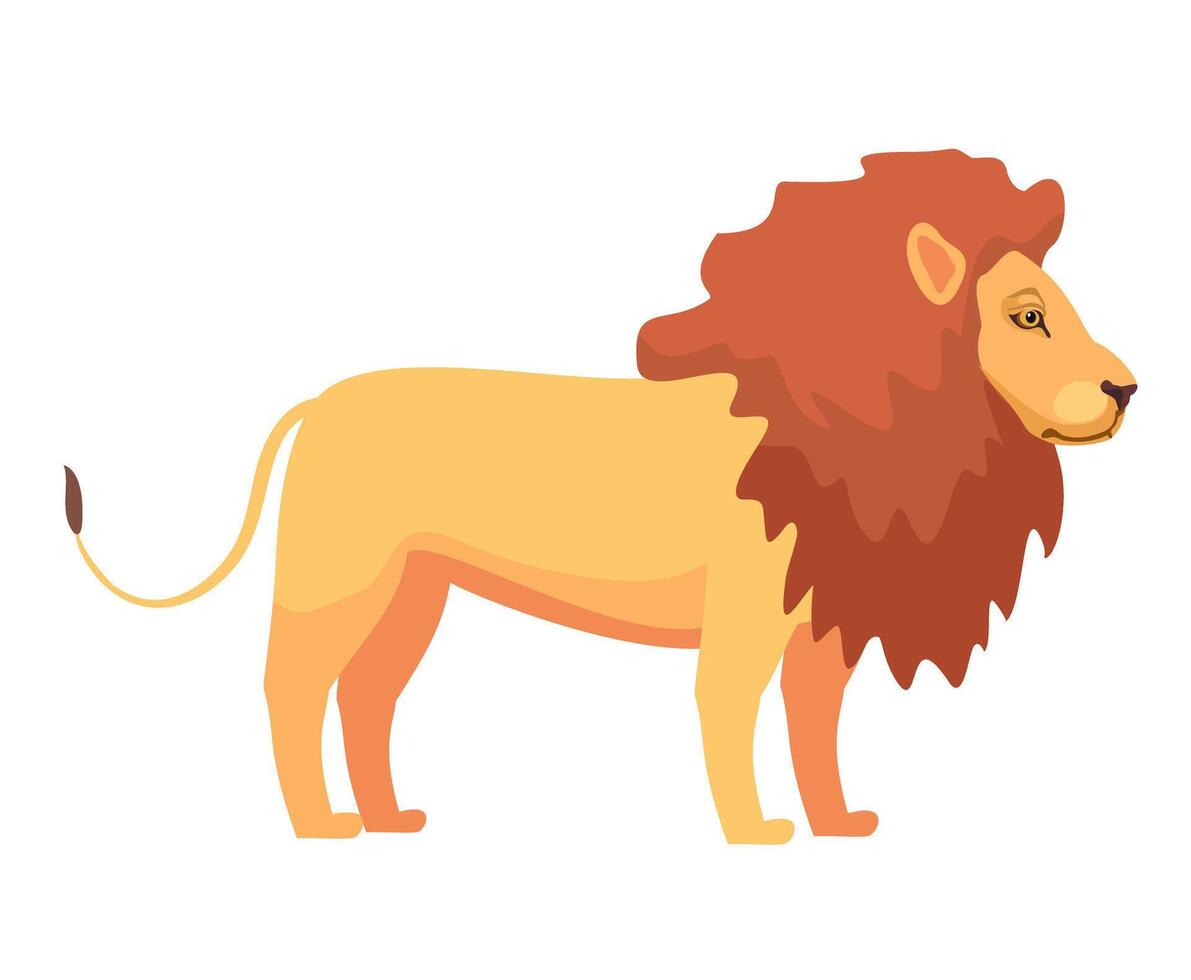 Lion. Big cat. Mammal wild animal. Cartoon. For illustration of children books, children alphabet letter L. vector