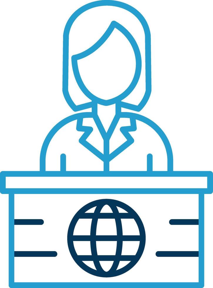 News Anchor Line Blue Two Color Icon vector