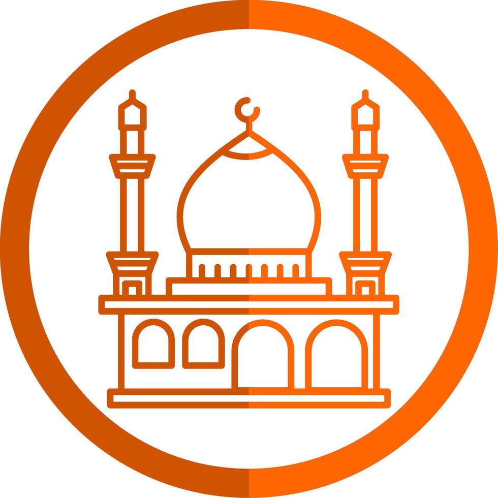 mezquita línea naranja circulo icono vector