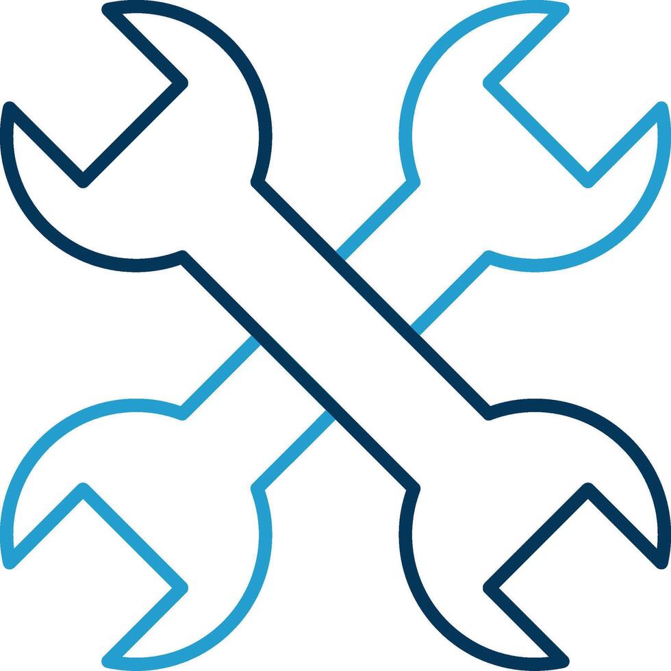 Wrench Line Blue Two Color Icon vector
