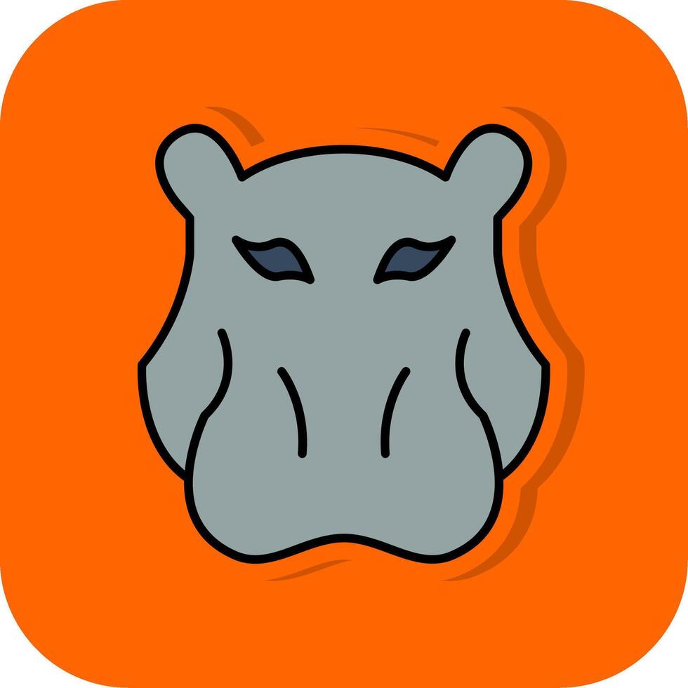 Hippopotamus Filled Orange background Icon vector