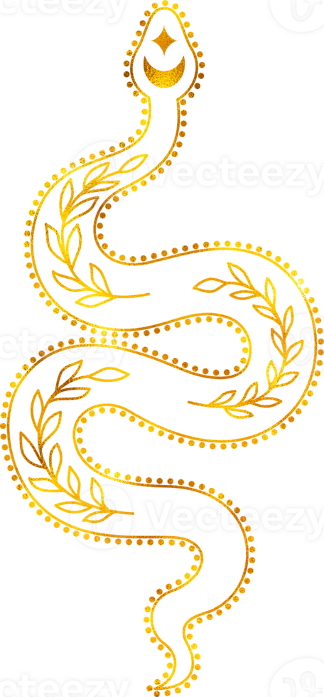 Line style snake with gold foil effect. png