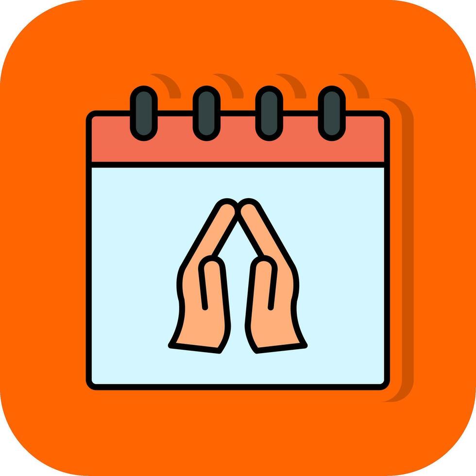 Praying Filled Orange background Icon vector