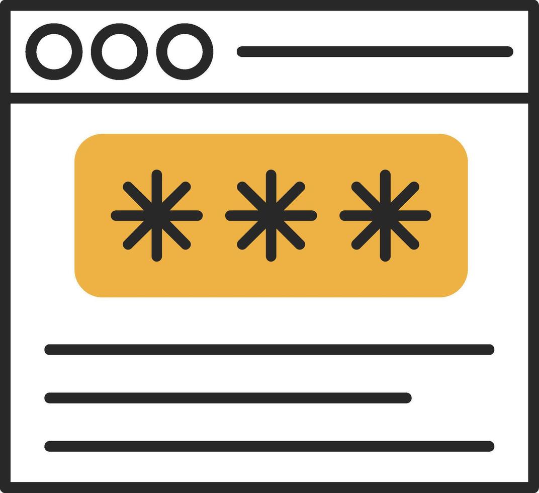 Password Skined Filled Icon vector