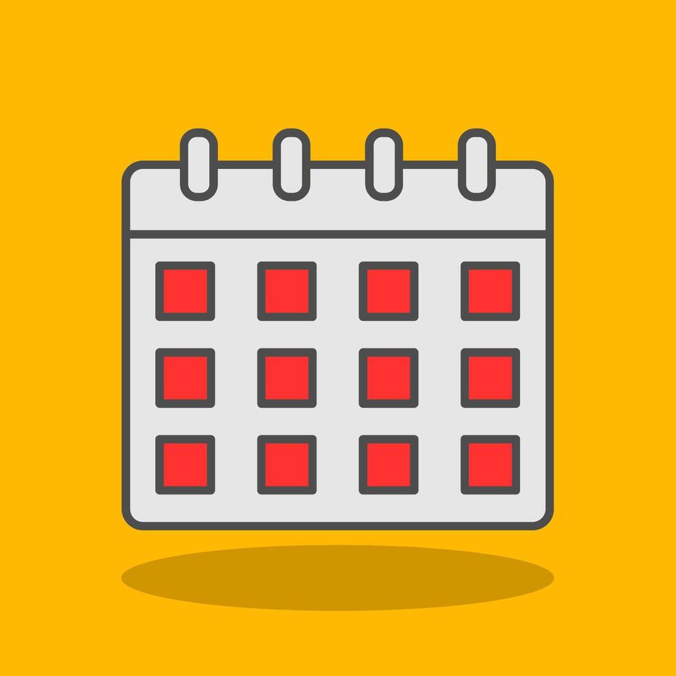 Calendar Filled Shadow Icon vector