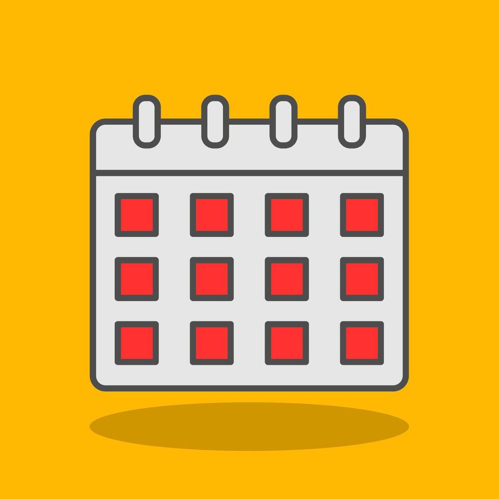 Calendar Filled Shadow Icon vector