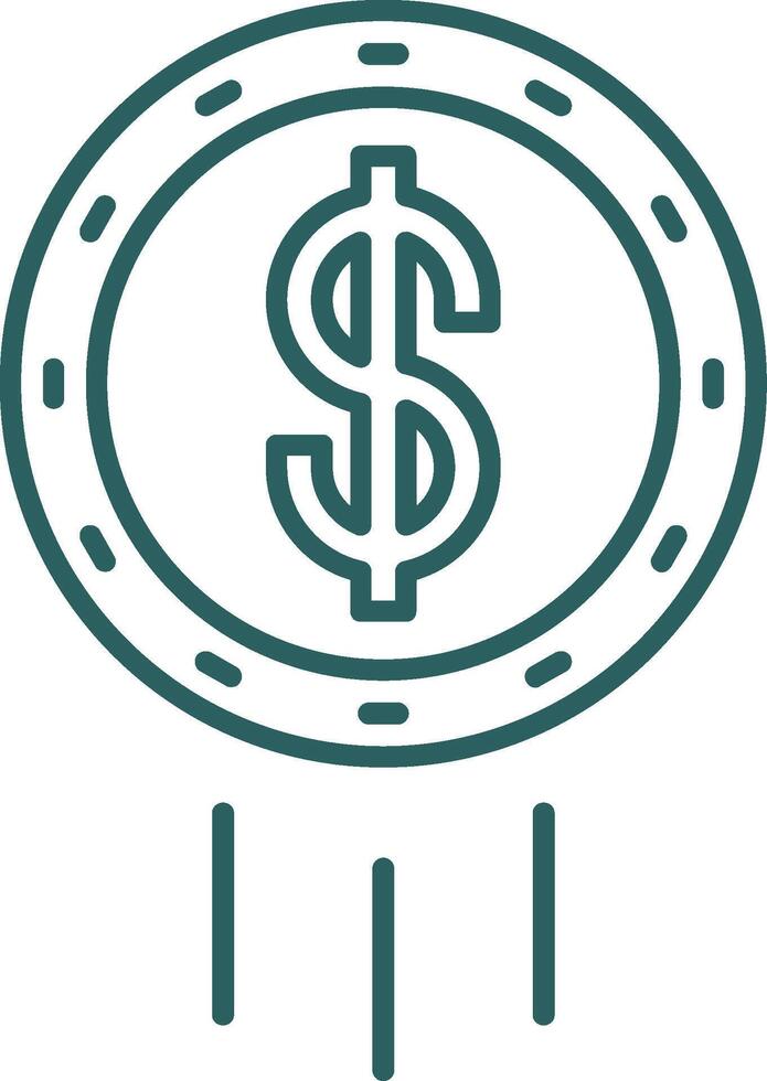 Dollar Coin Line Gradient Round Corner Icon vector