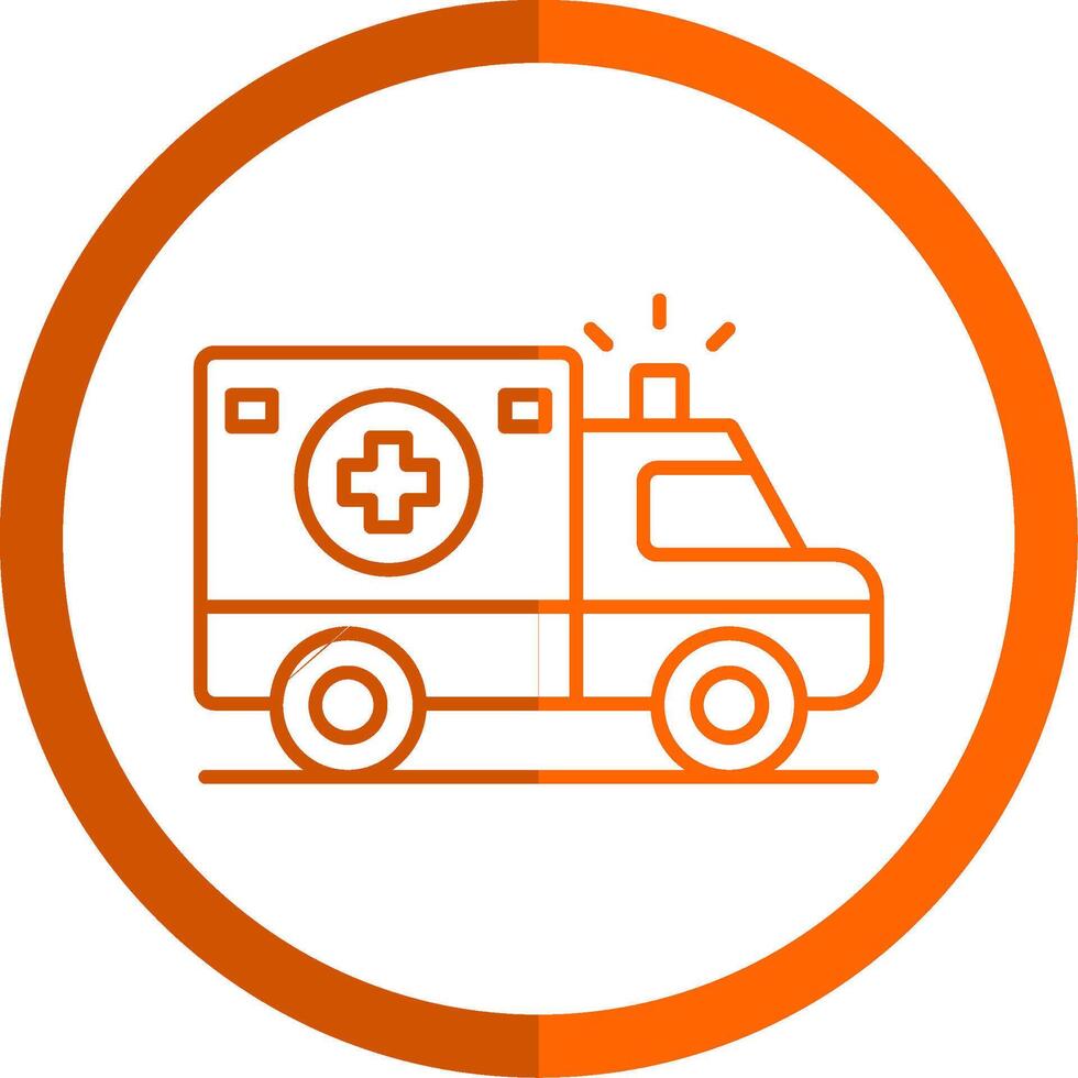 Ambulance Line Orange Circle Icon vector