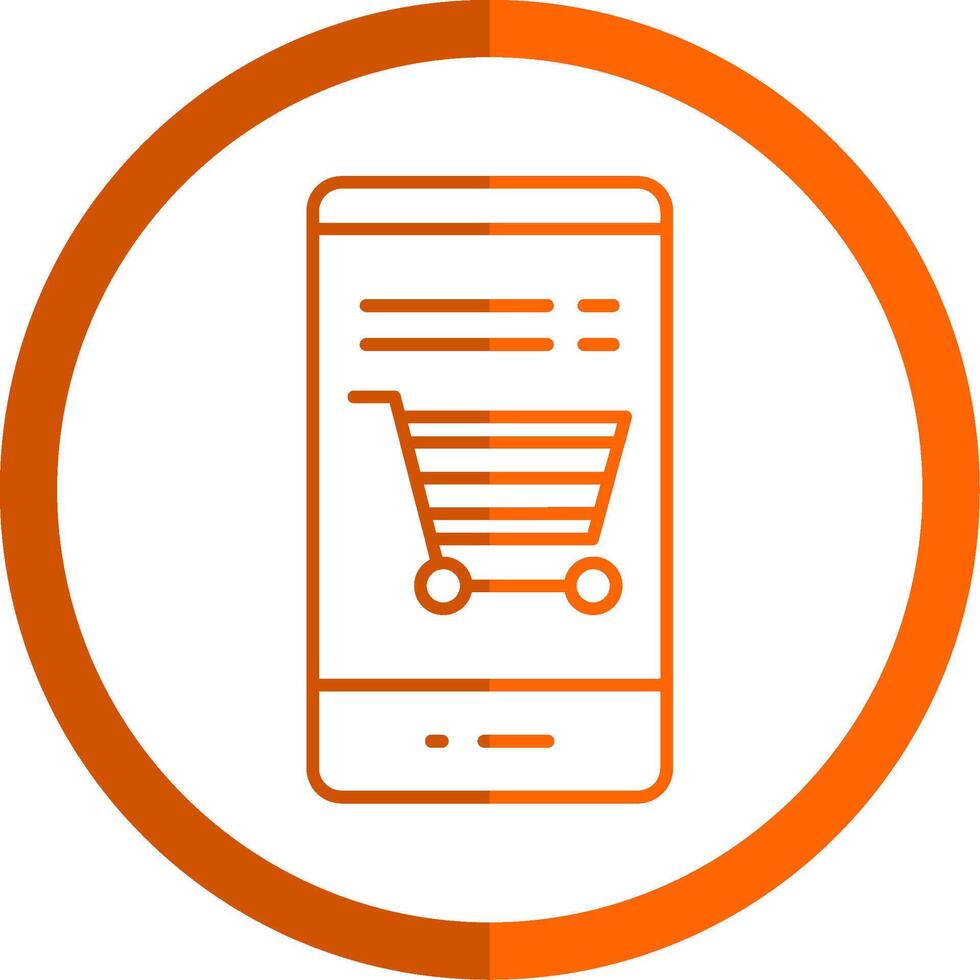 en línea compras línea naranja circulo icono vector