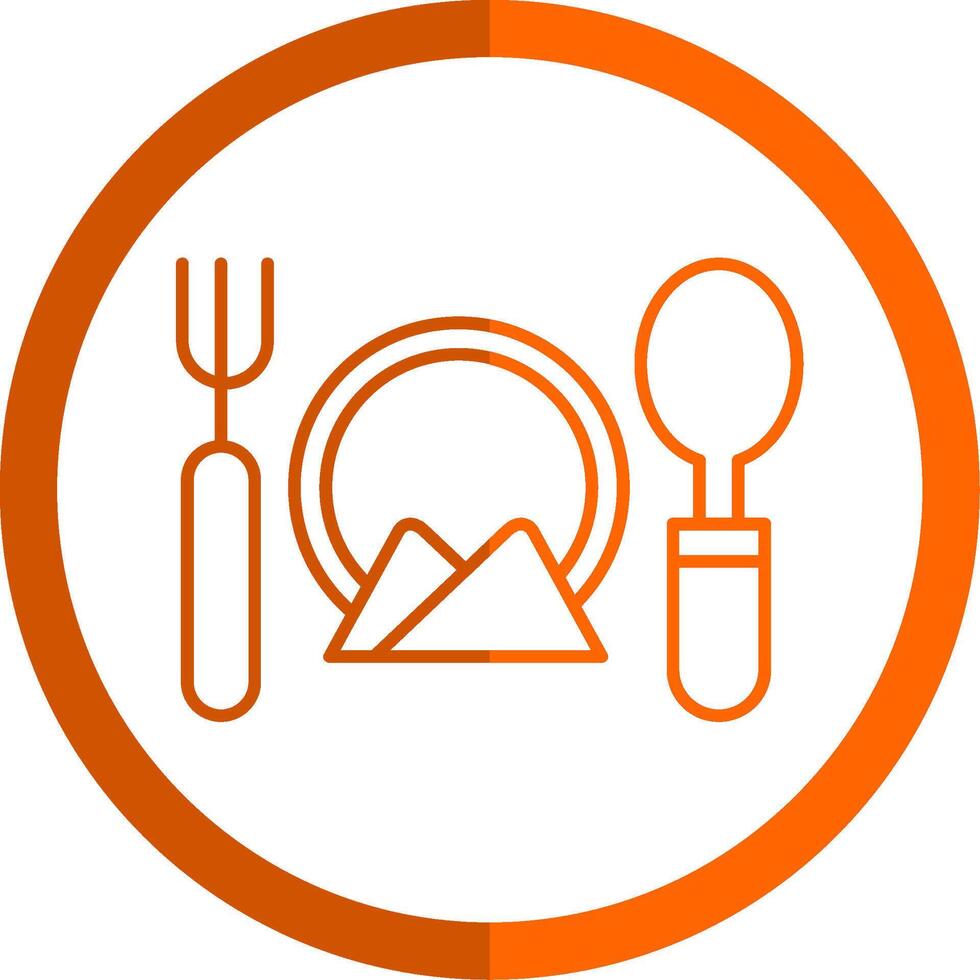 Cutlery Line Orange Circle Icon vector