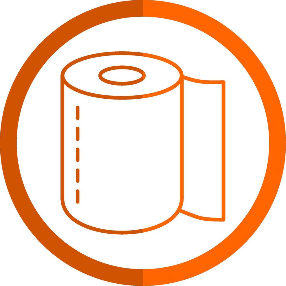 Toilet Roll Line Orange Circle Icon vector