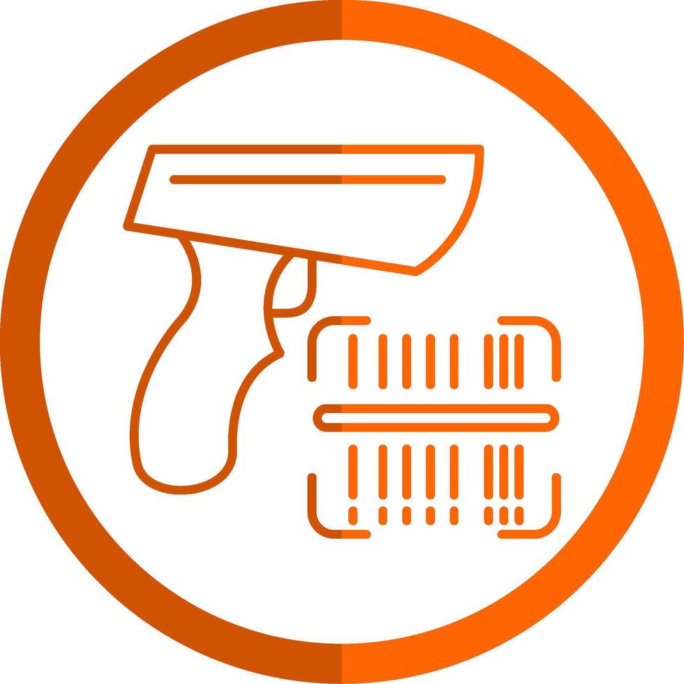 Barcode Line Orange Circle Icon vector