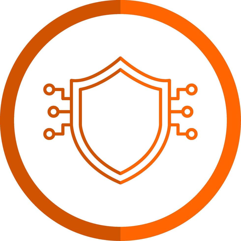Sheild línea naranja circulo icono vector