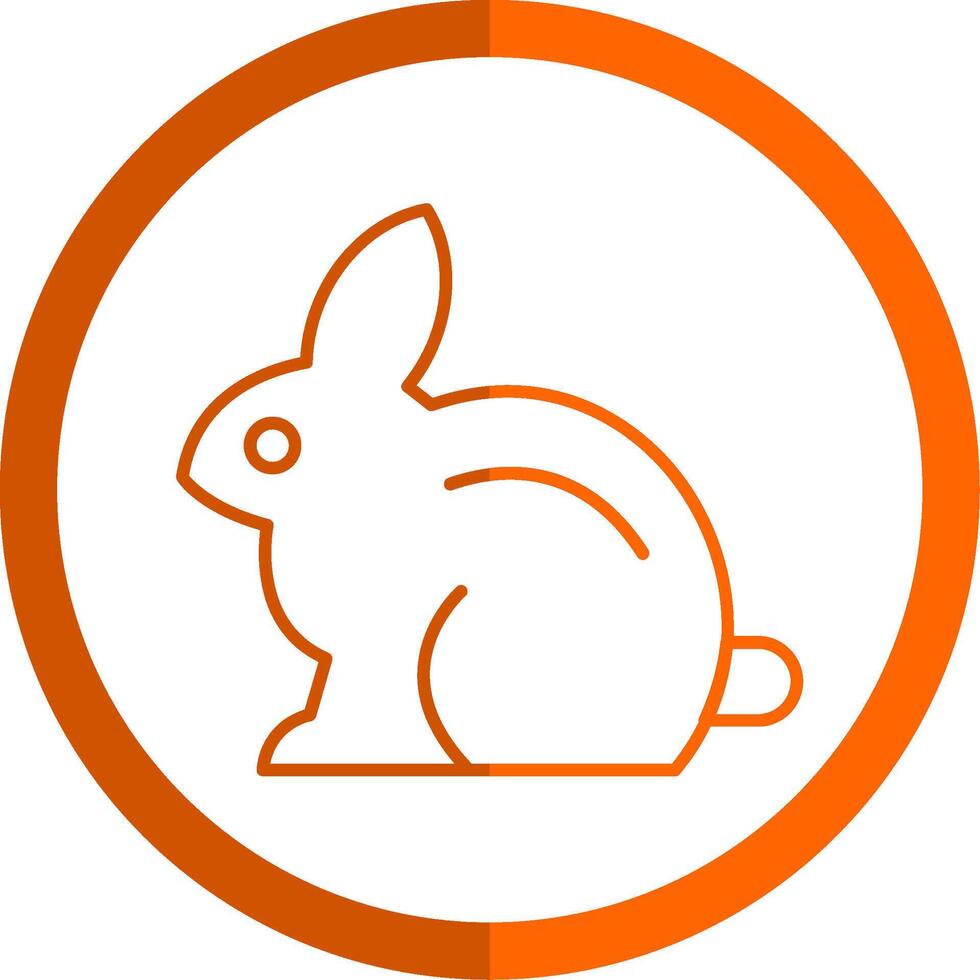 Rabbit Line Orange Circle Icon vector