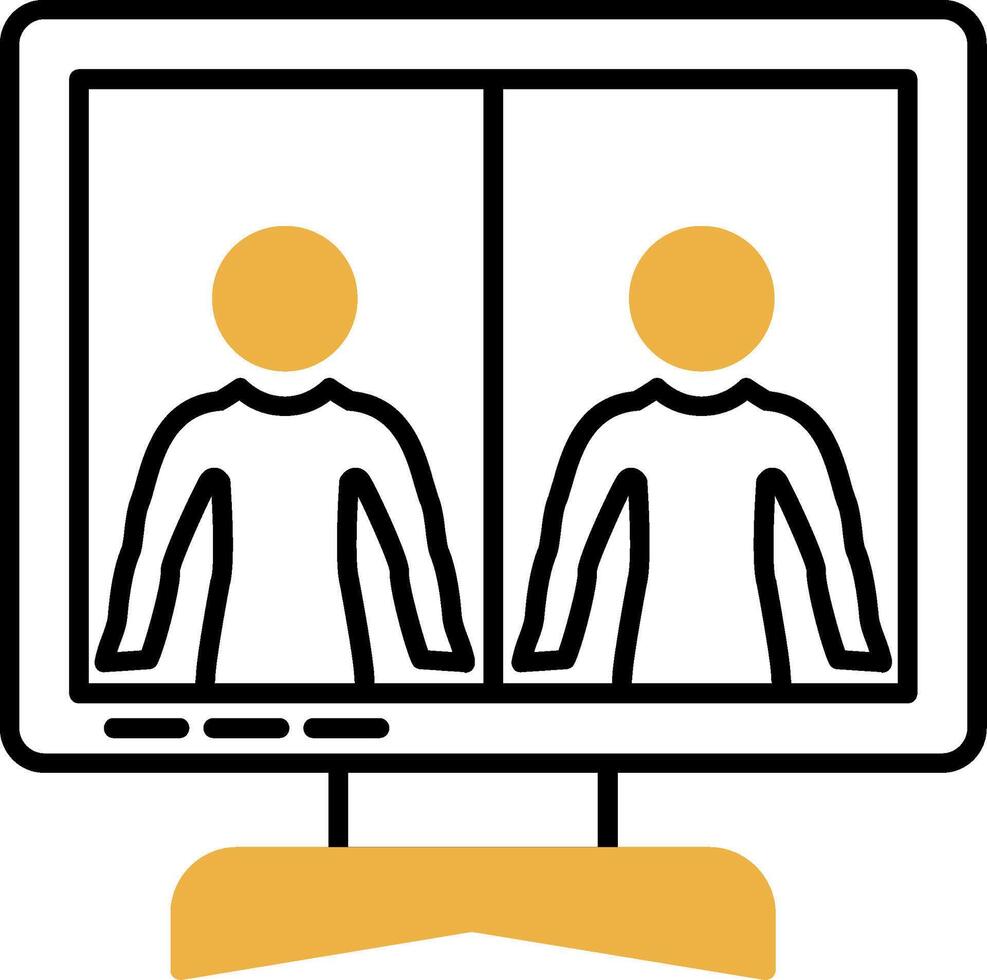 Online Meeting Skined Filled Icon vector
