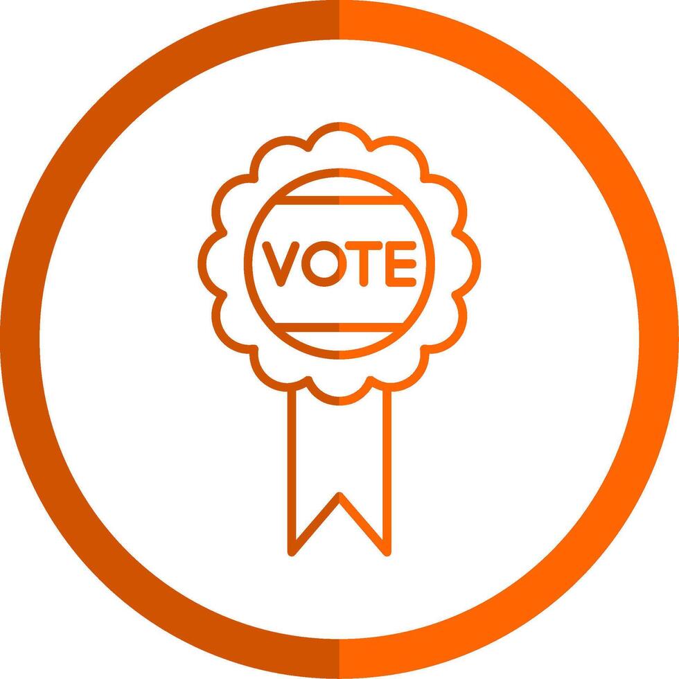 Vote Badge Line Orange Circle Icon vector