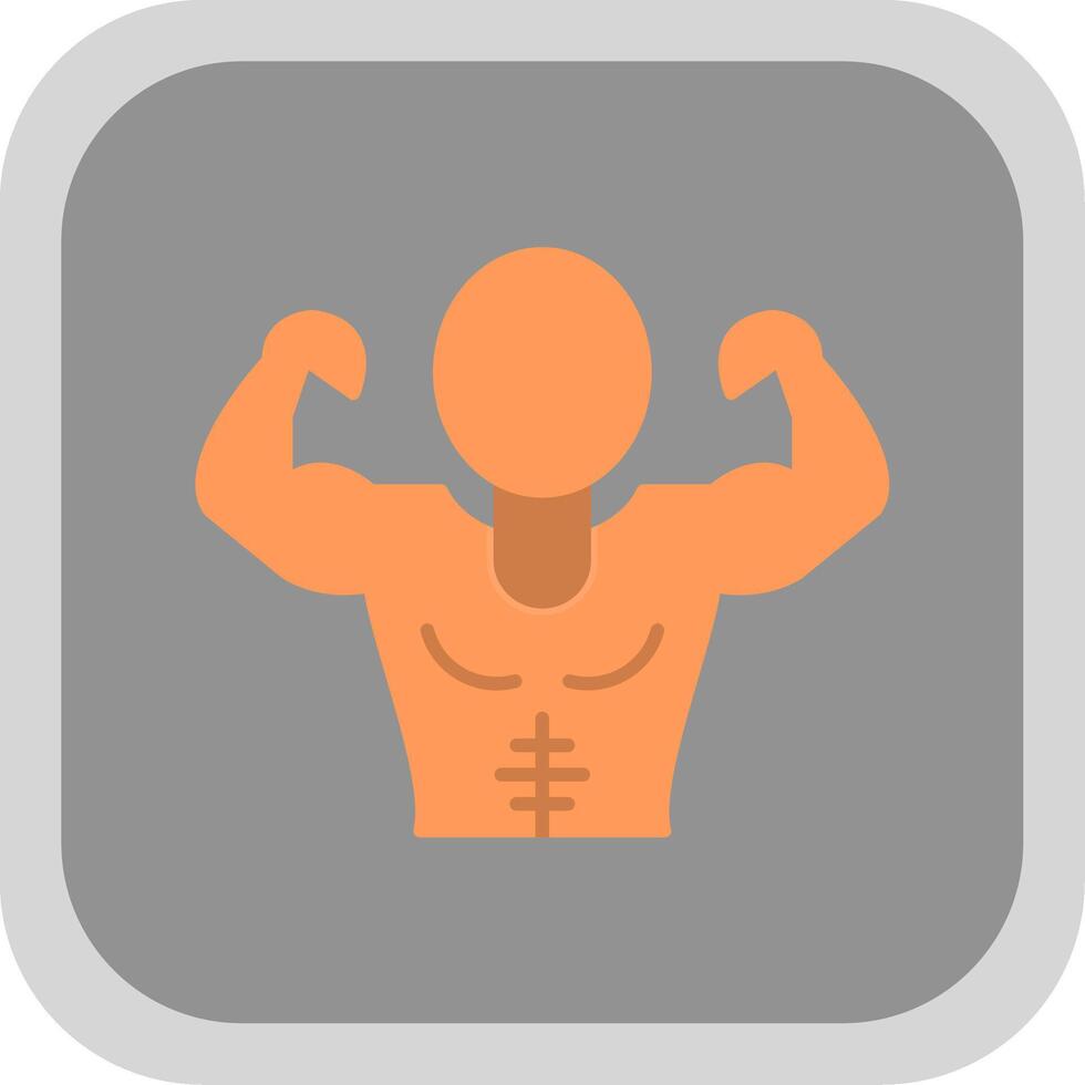 Muscle Man Flat Round Corner Icon vector